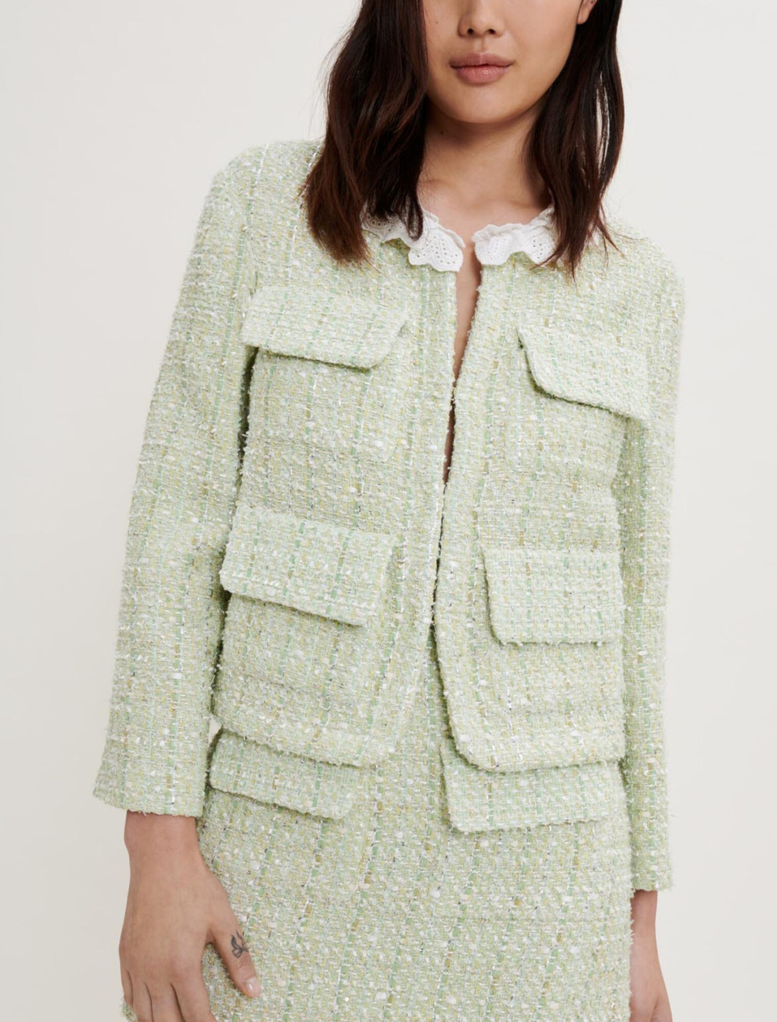 Chaqueta de tweed con brillo
