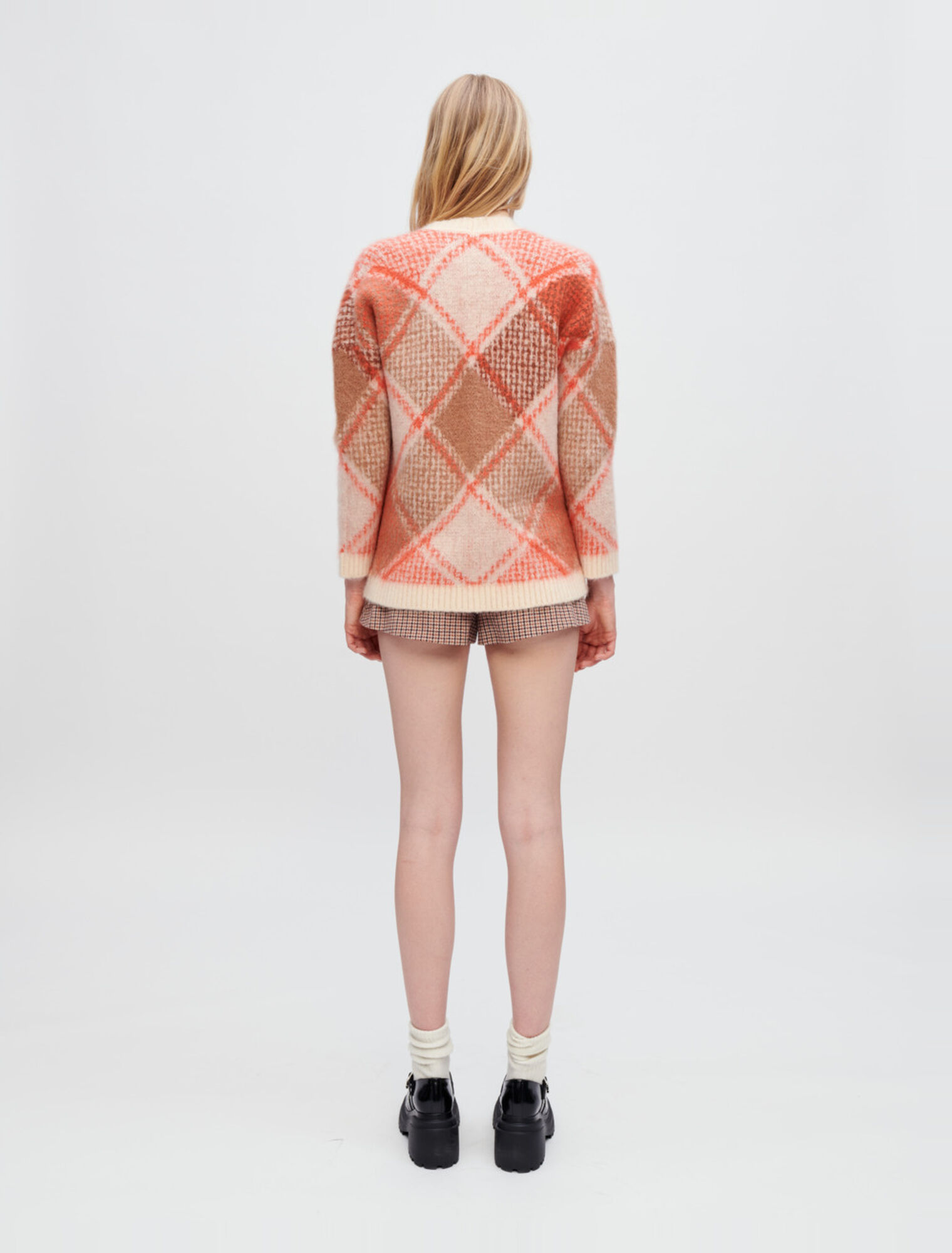 Chaqueta de punto jacquard con rombos