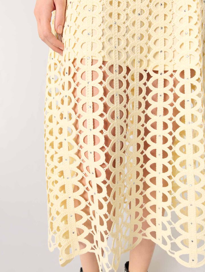 Vestido midi de ganchillo y strass