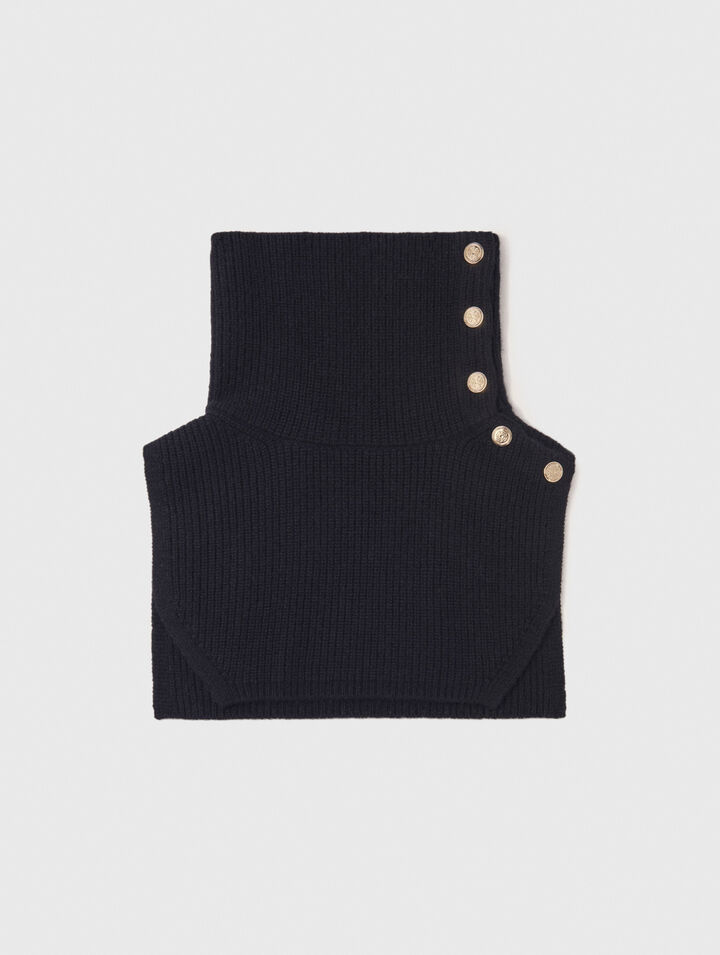 Cuello abotonado de mezcla de lana