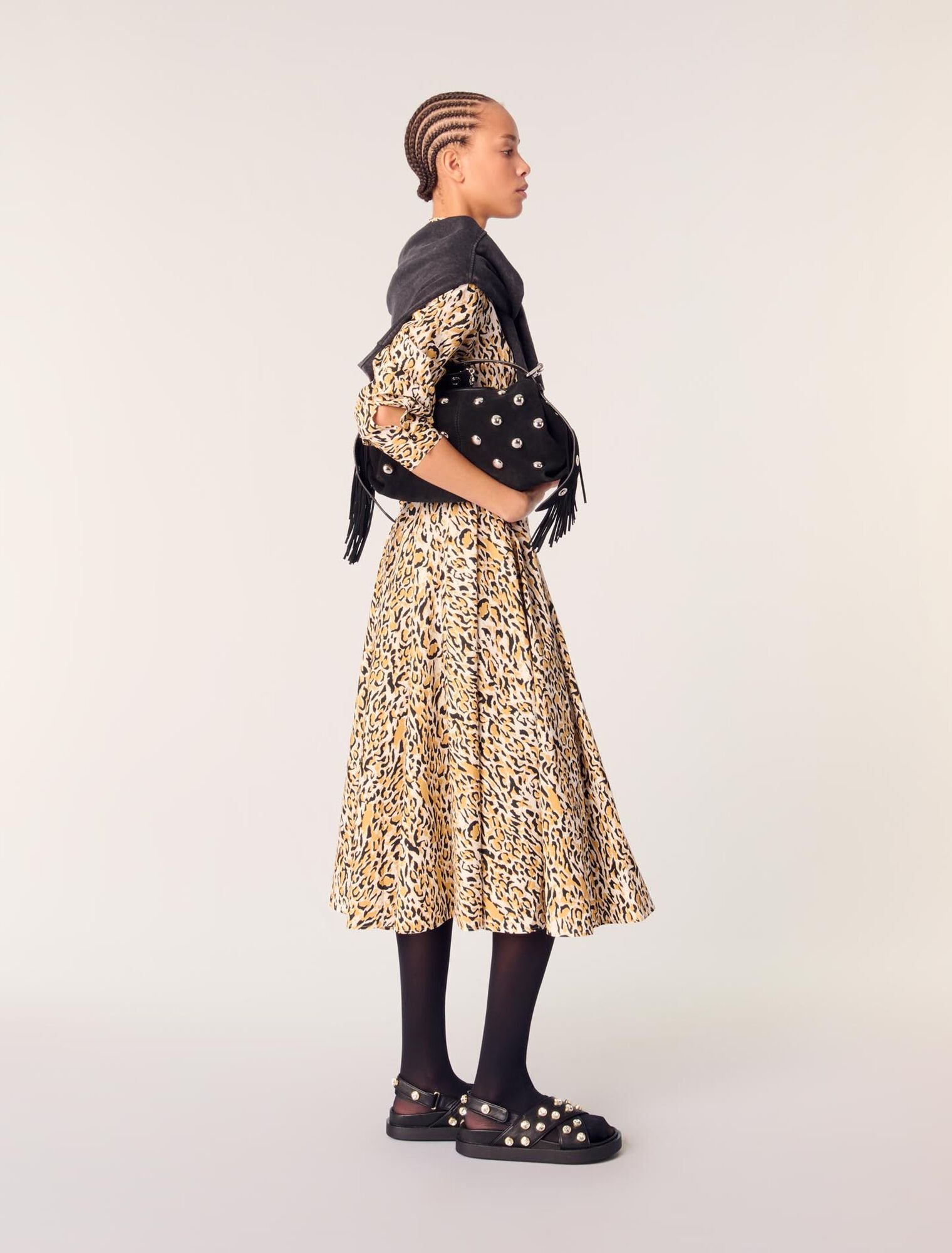 Vestido midi estampado de leopardo