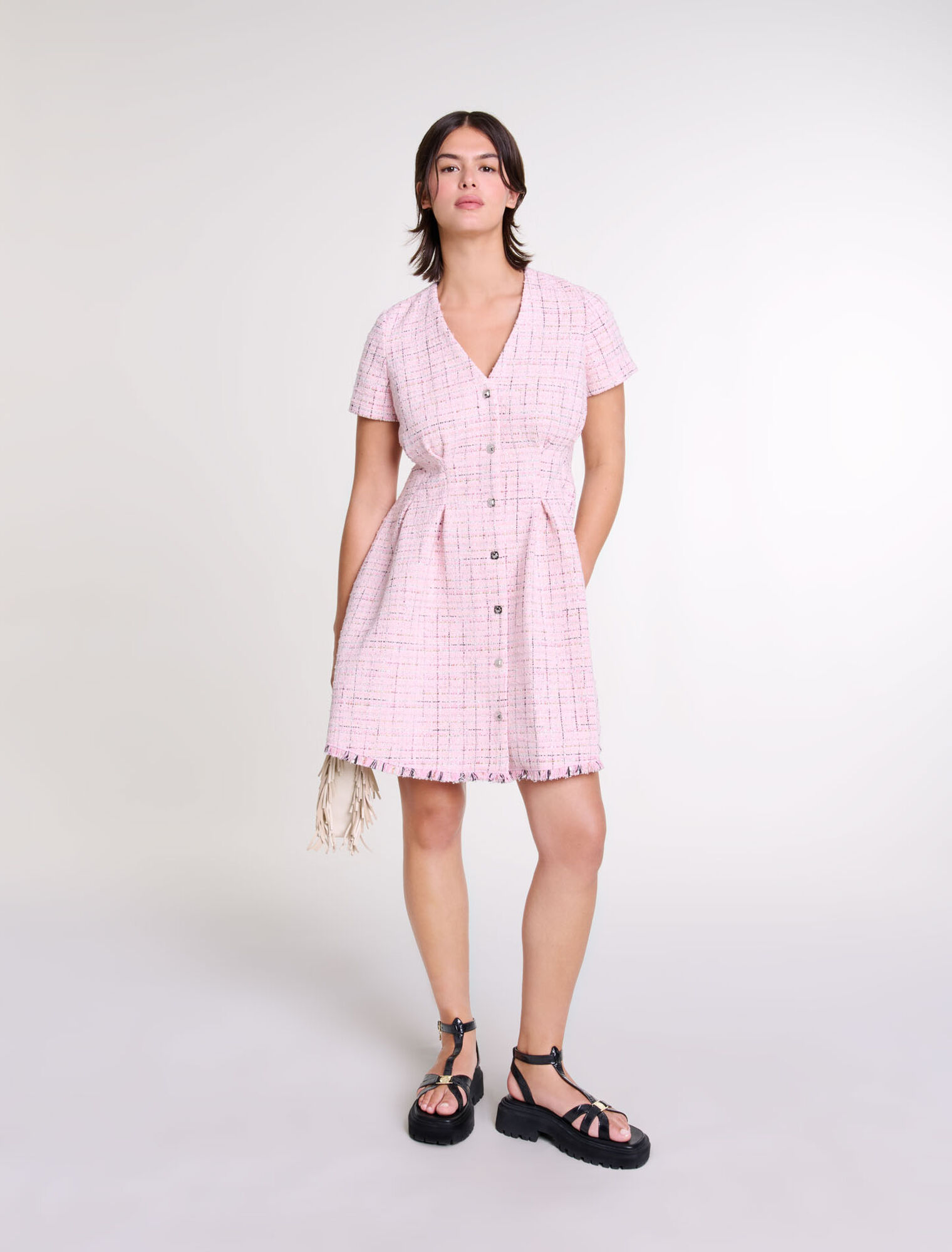 Vestido babydoll de tweed