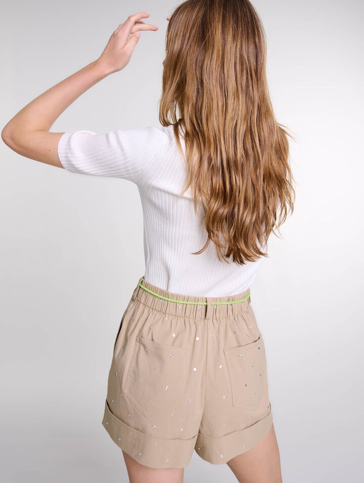Short de algodón con tachuelas