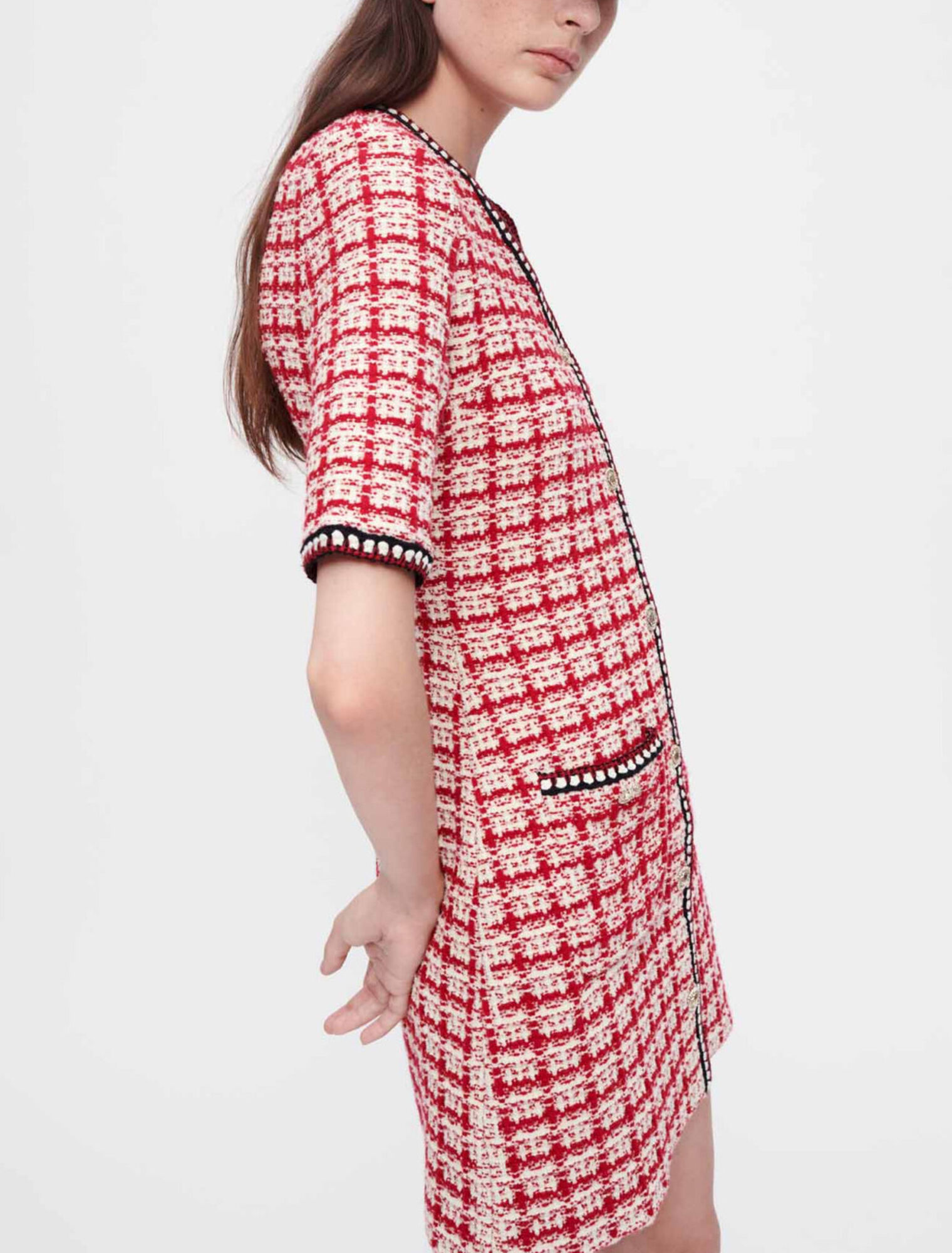 Vestido de punto estilo tweed de cuadros