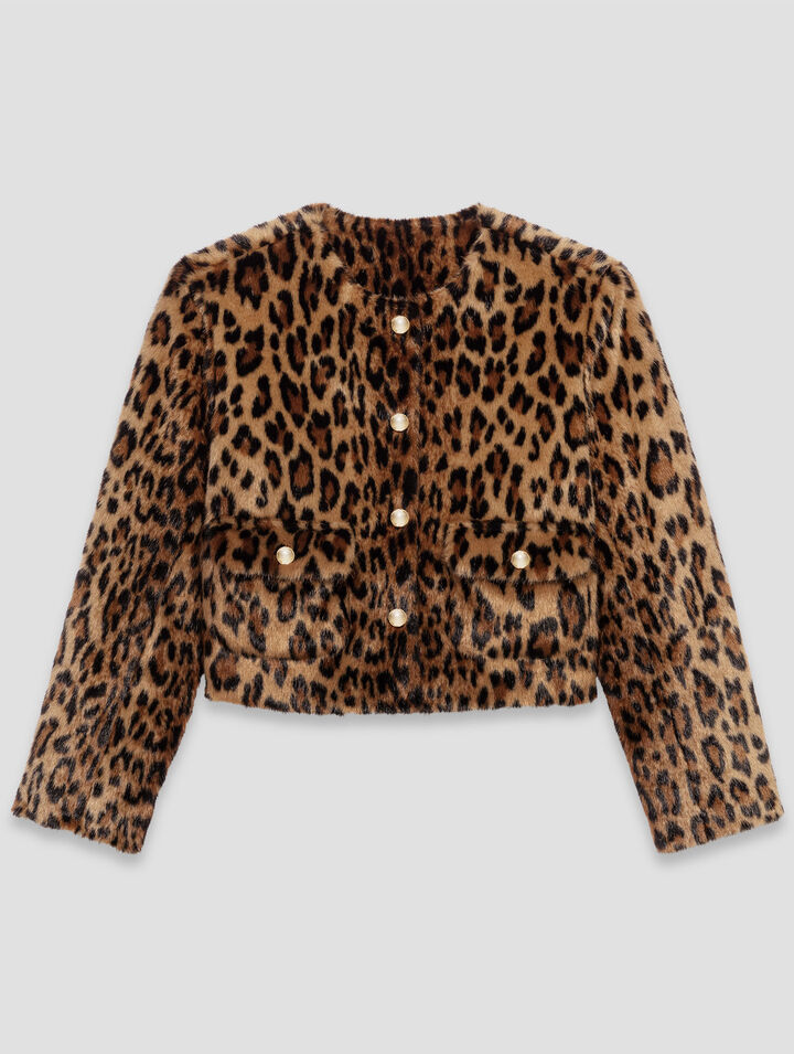 Chaqueta de piel sintética leopardo