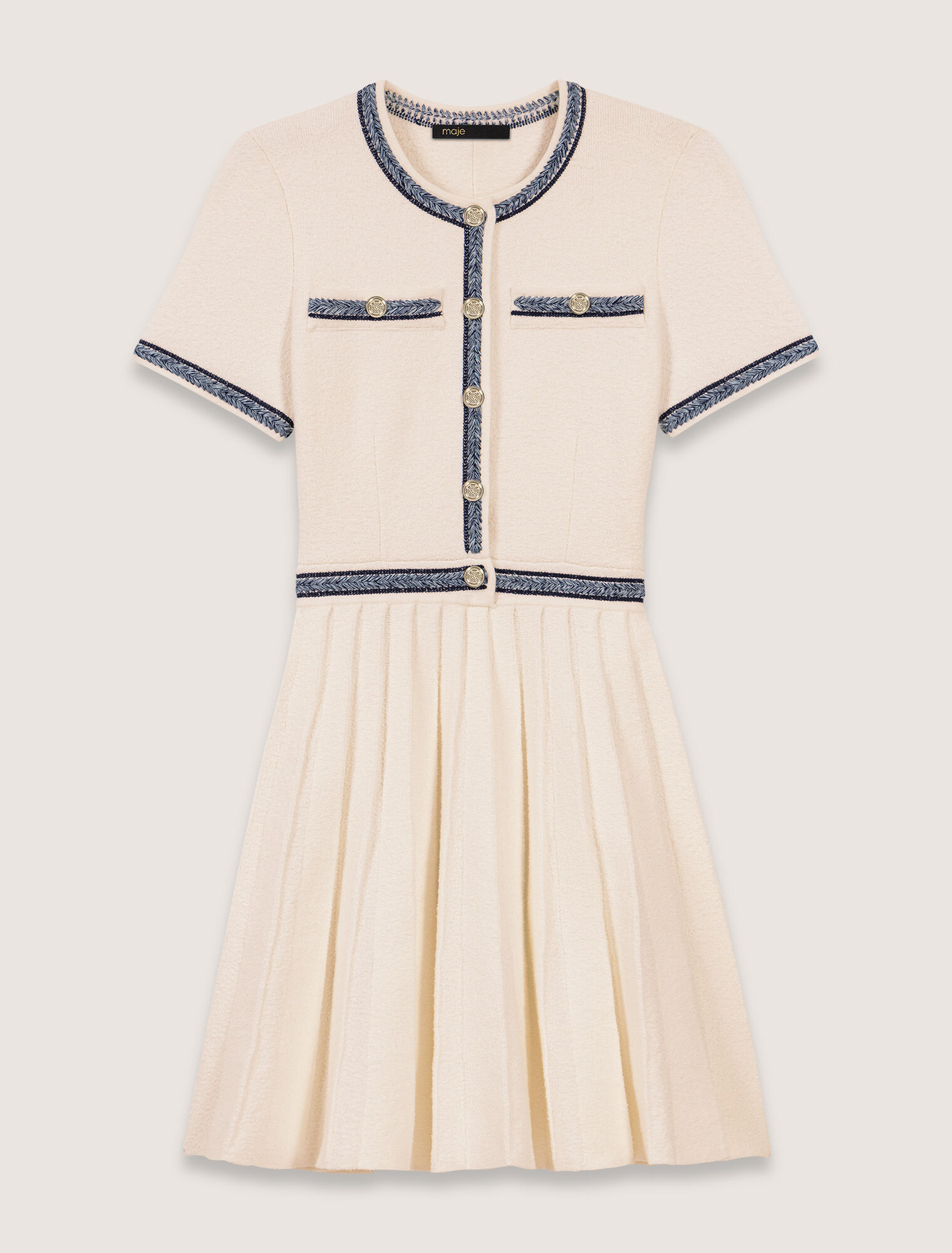 Vestido corto de punto plisado