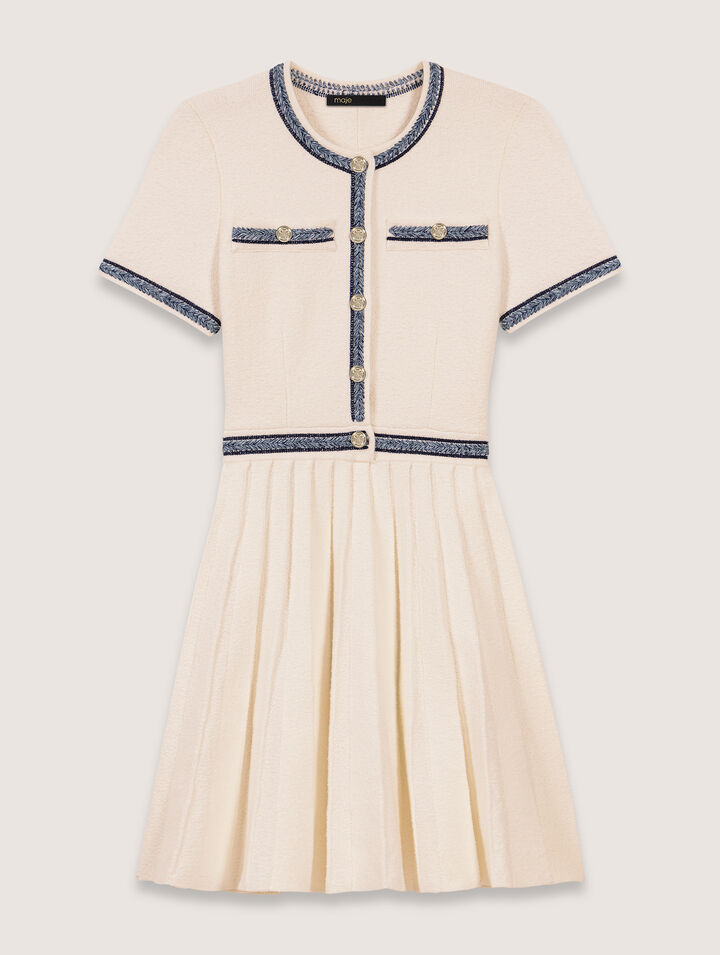 Vestido corto de punto plisado