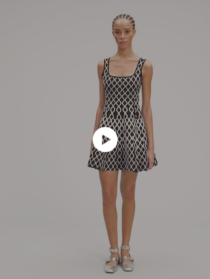 Vestido corto de punto jacquard