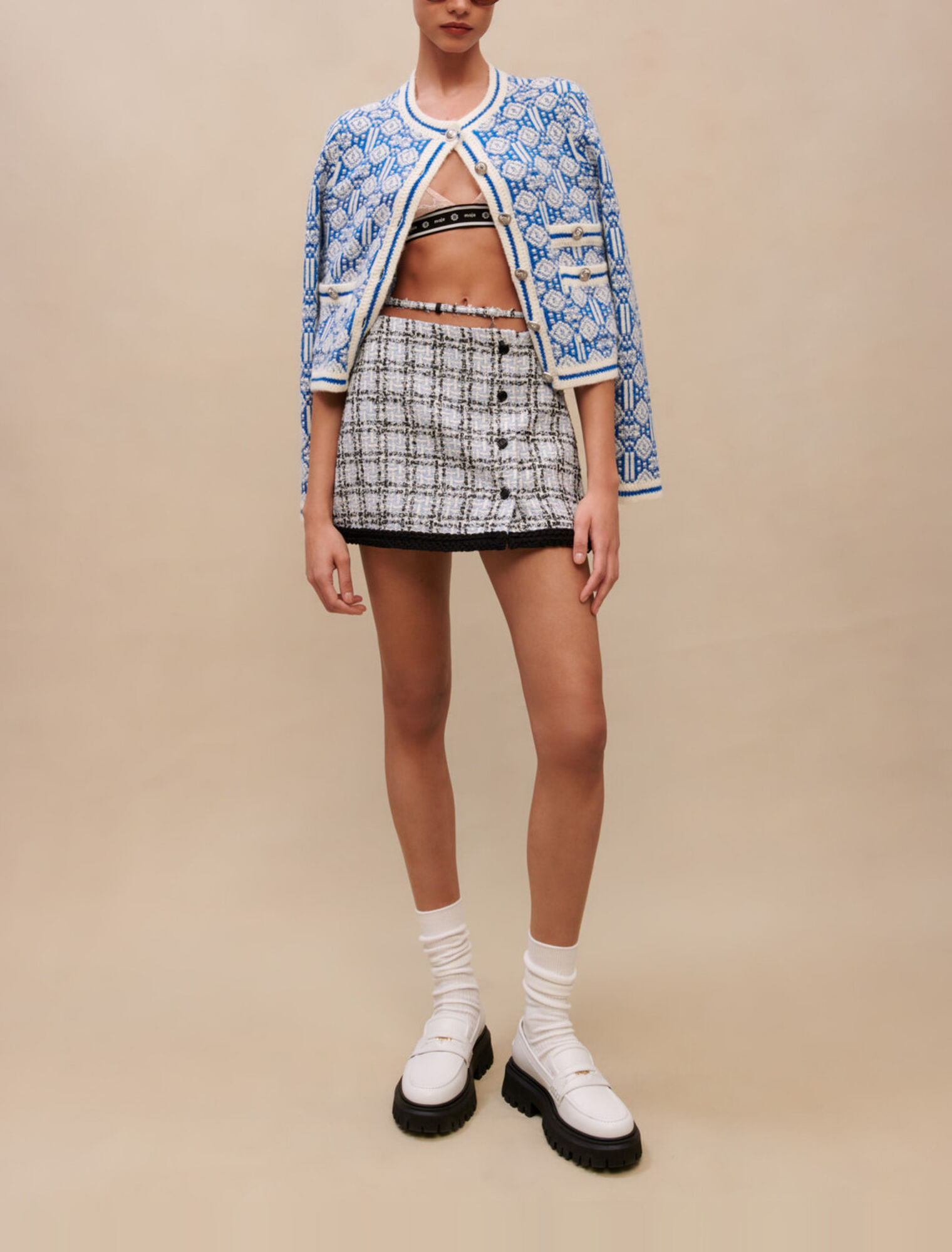 Falda de tweed a cuadros