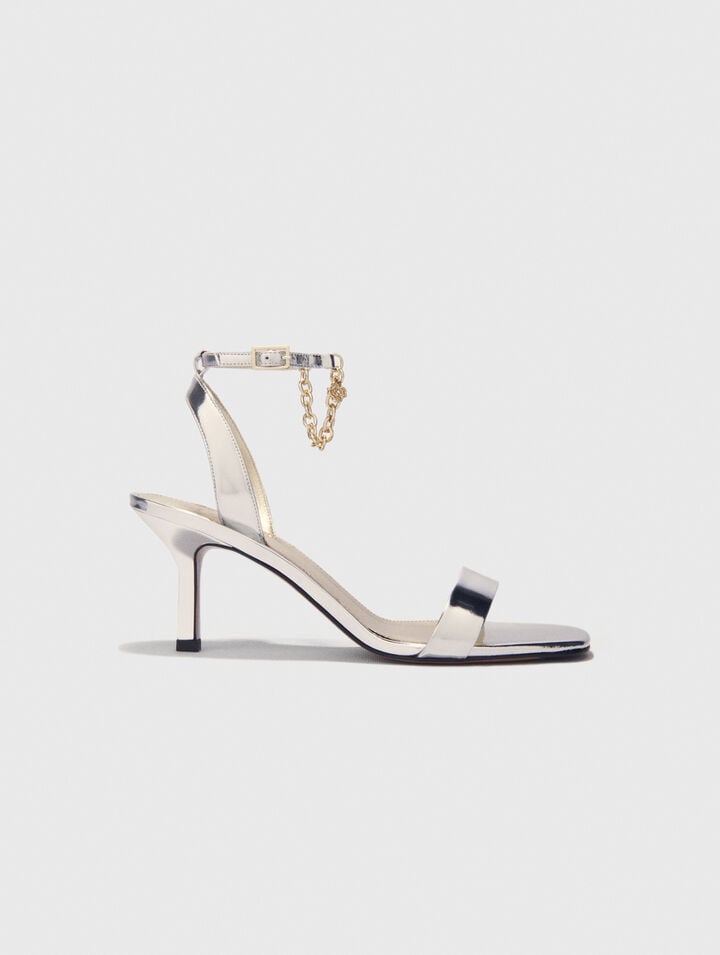 Sandalias de tacón de piel espejo