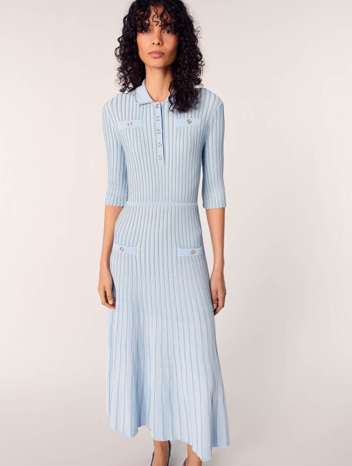 Vestido midi de punto acanalado