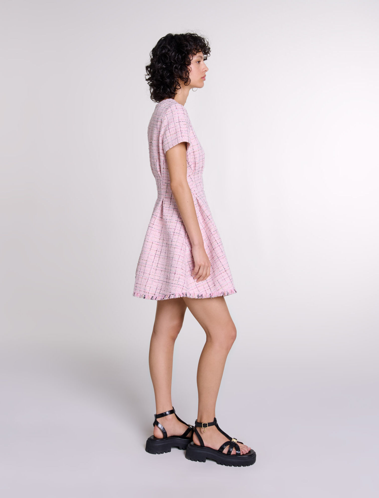 Vestido babydoll de tweed