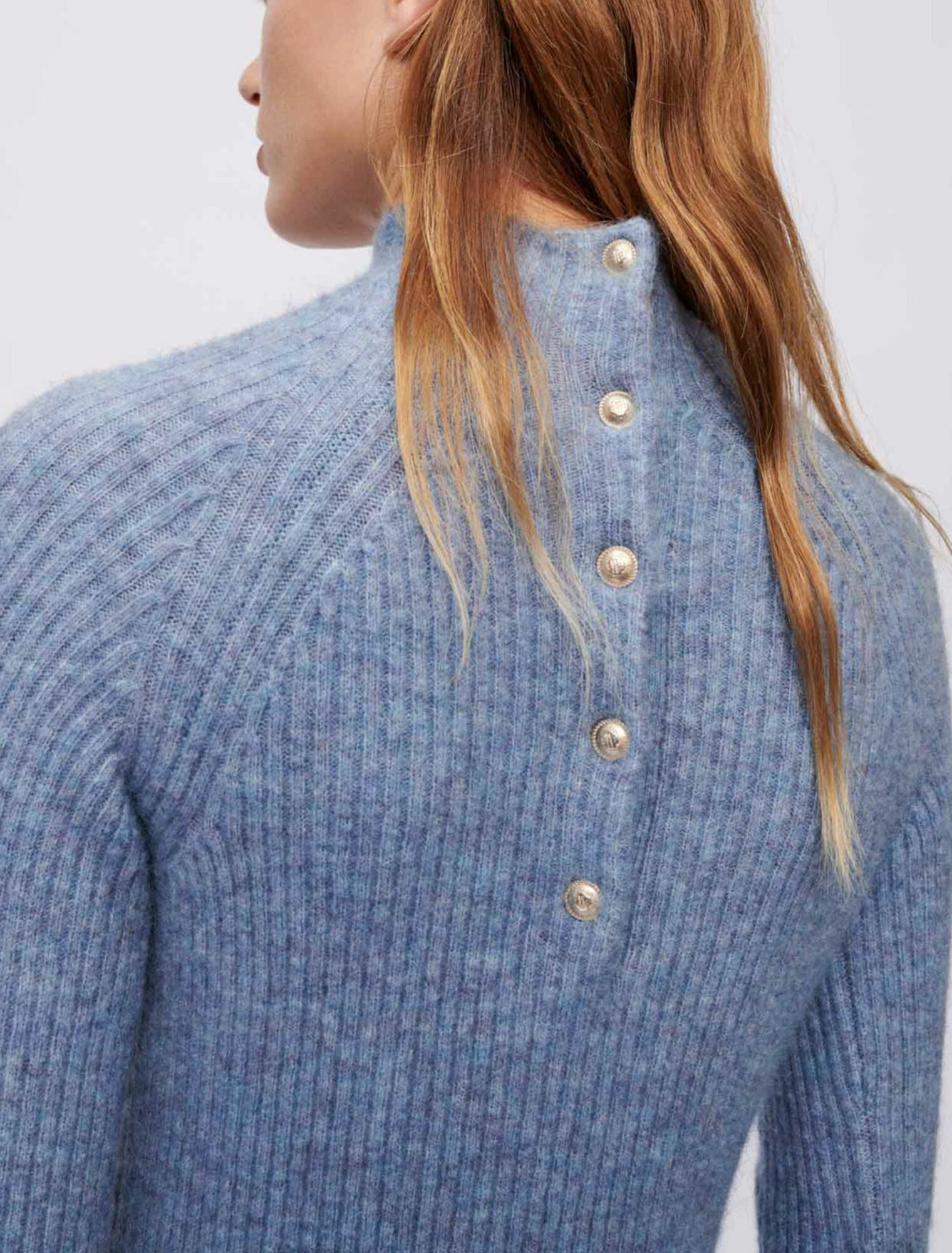 Vestido de cuello alto de mohair