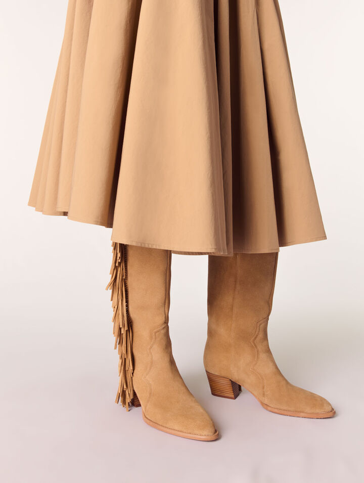 Botas de vaquero de ante con flecos