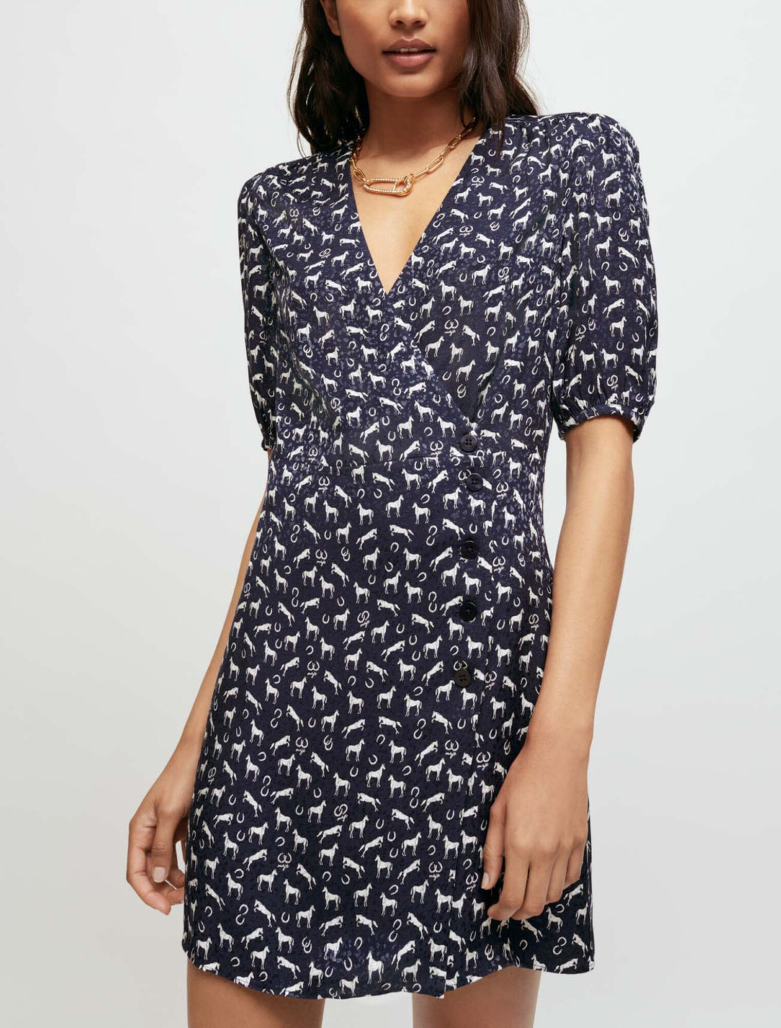 Vestido jacquard estampado de caballos
