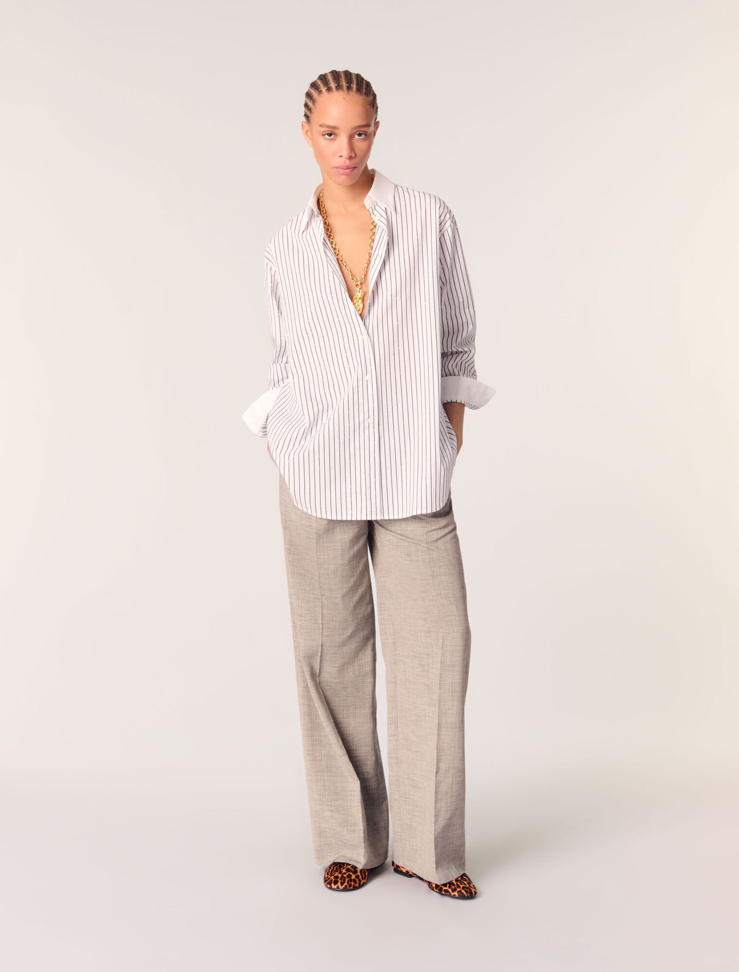 Camisa a rayas con pedrería