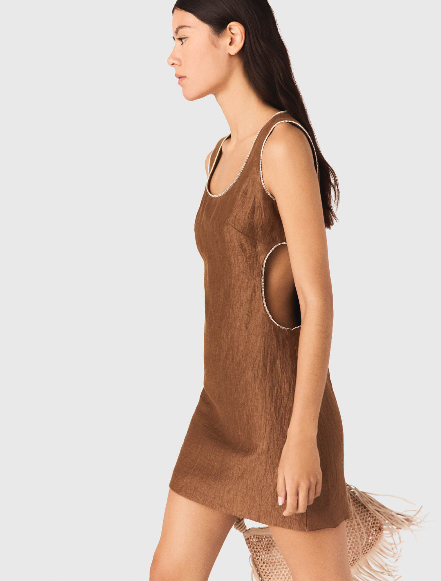 Vestido corto de mezcla de lino