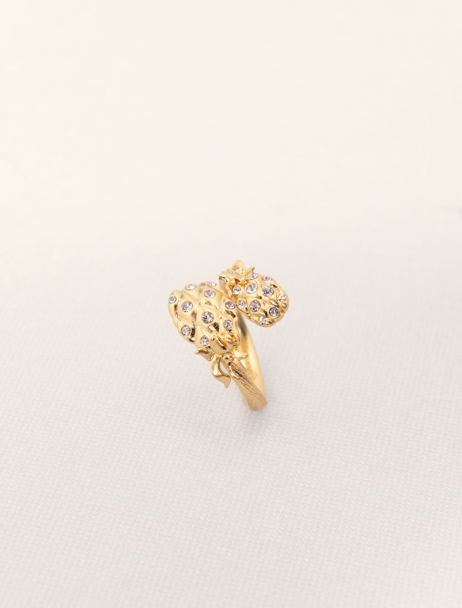 Anillo doble piña con strass