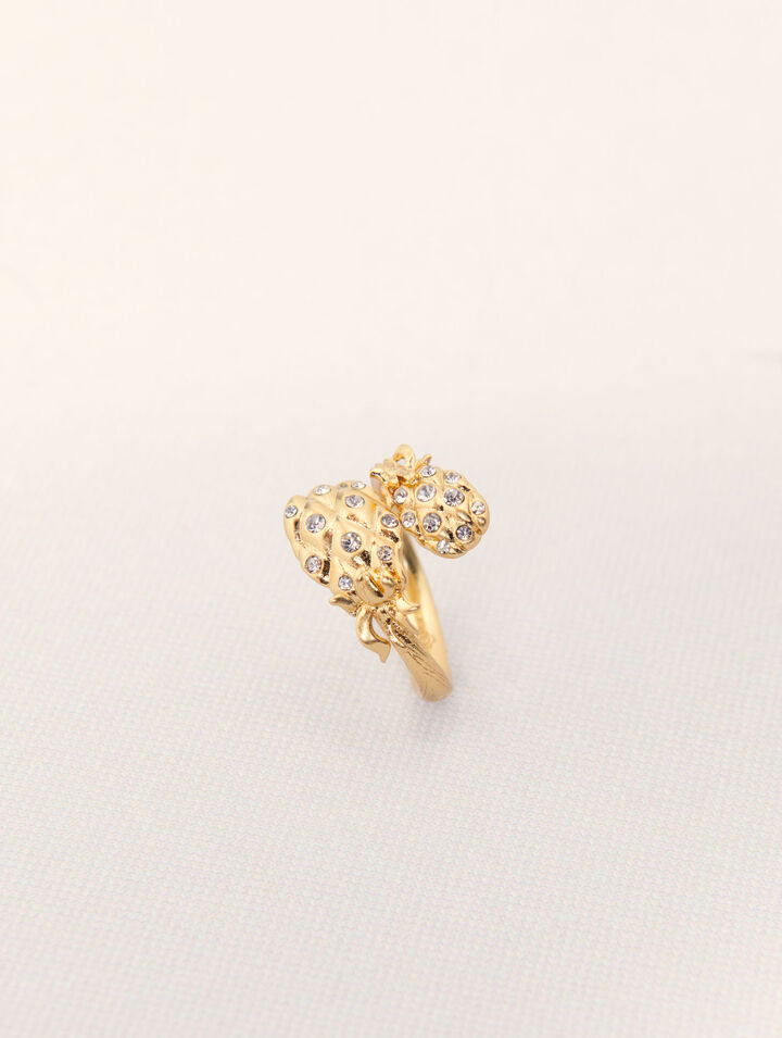 Anillo doble piña con strass