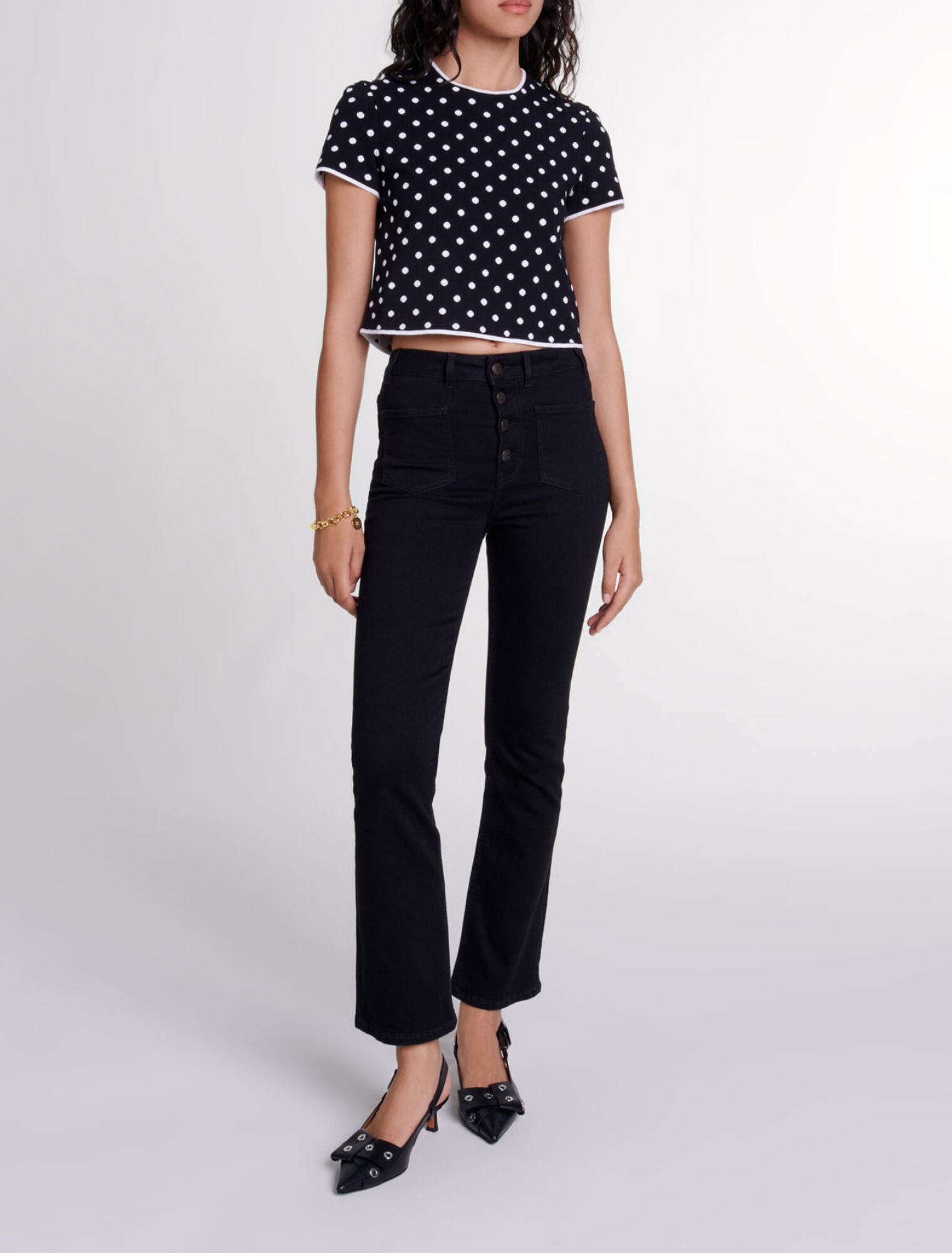 Top de punto jacquard 