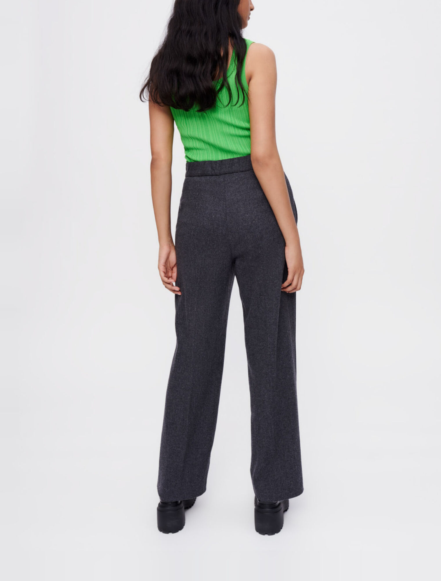 Pantalones anchos de franela gris