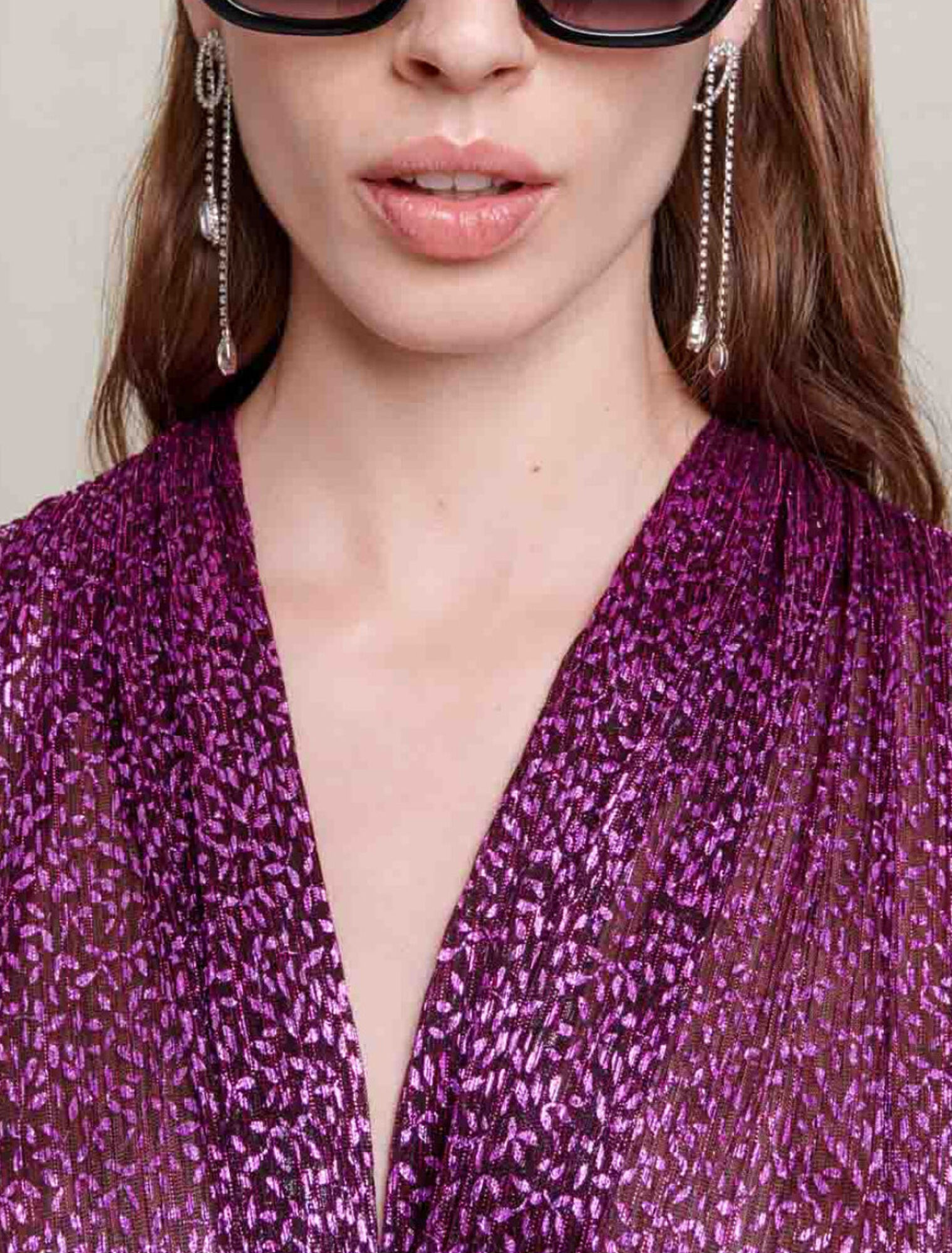 Vestido plisado fibras metalizadas