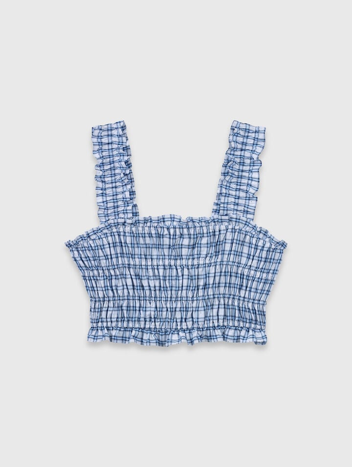 Top fruncido de algod&oacute;n con strass