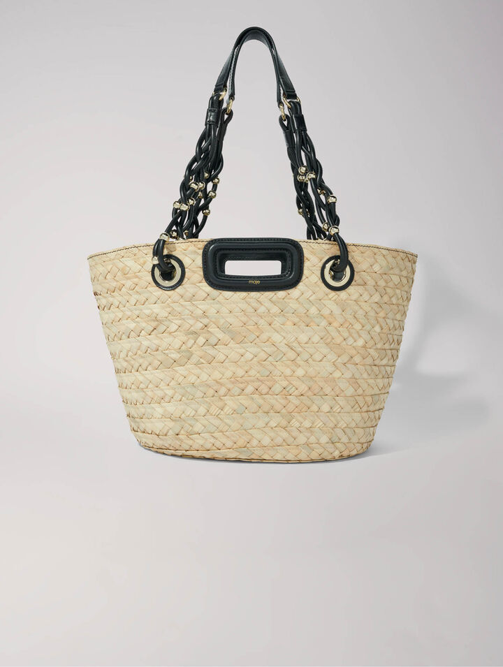 Cesta trenzada de rafia