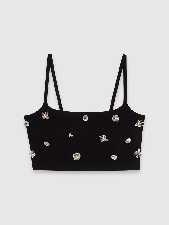 Crop top con strass