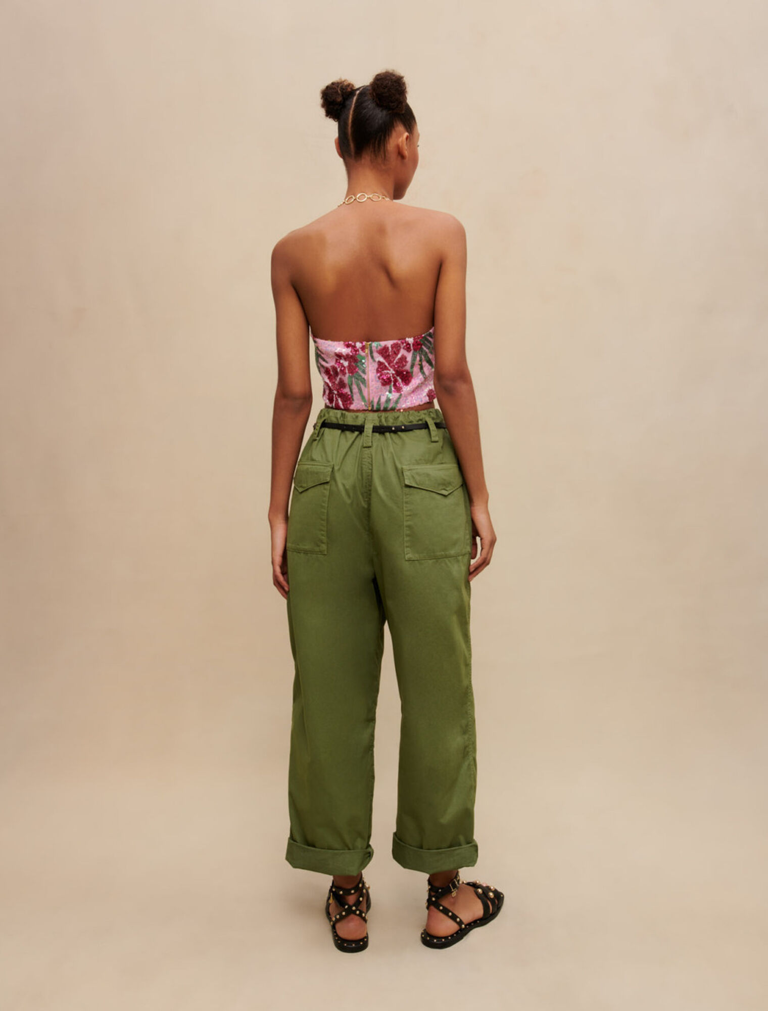 Top de lentejuelas hibisco