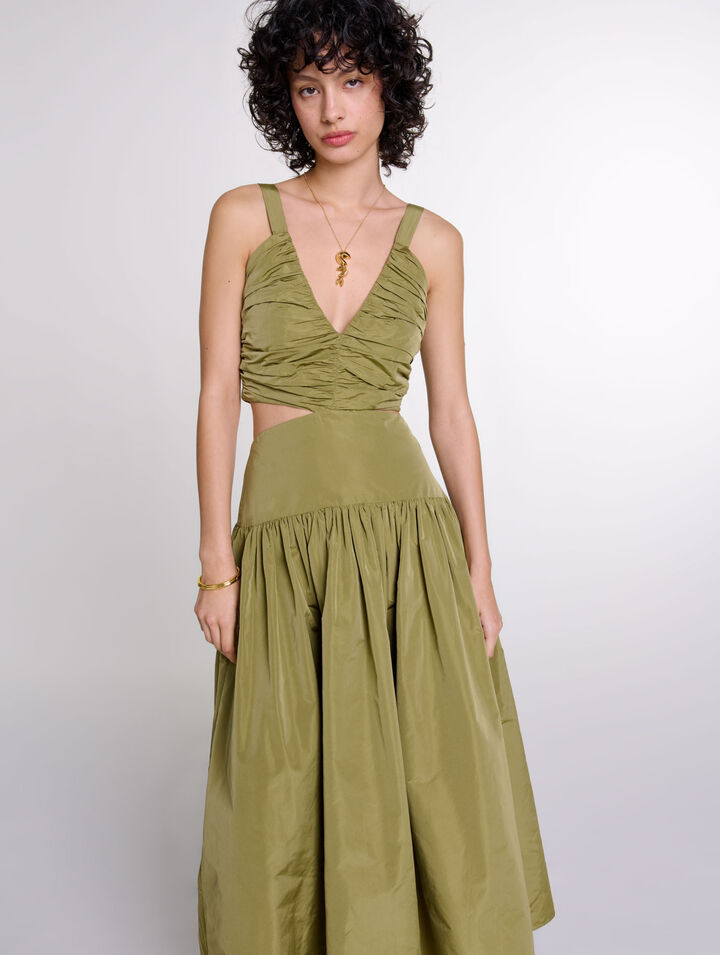 Vestido de tafetán calado