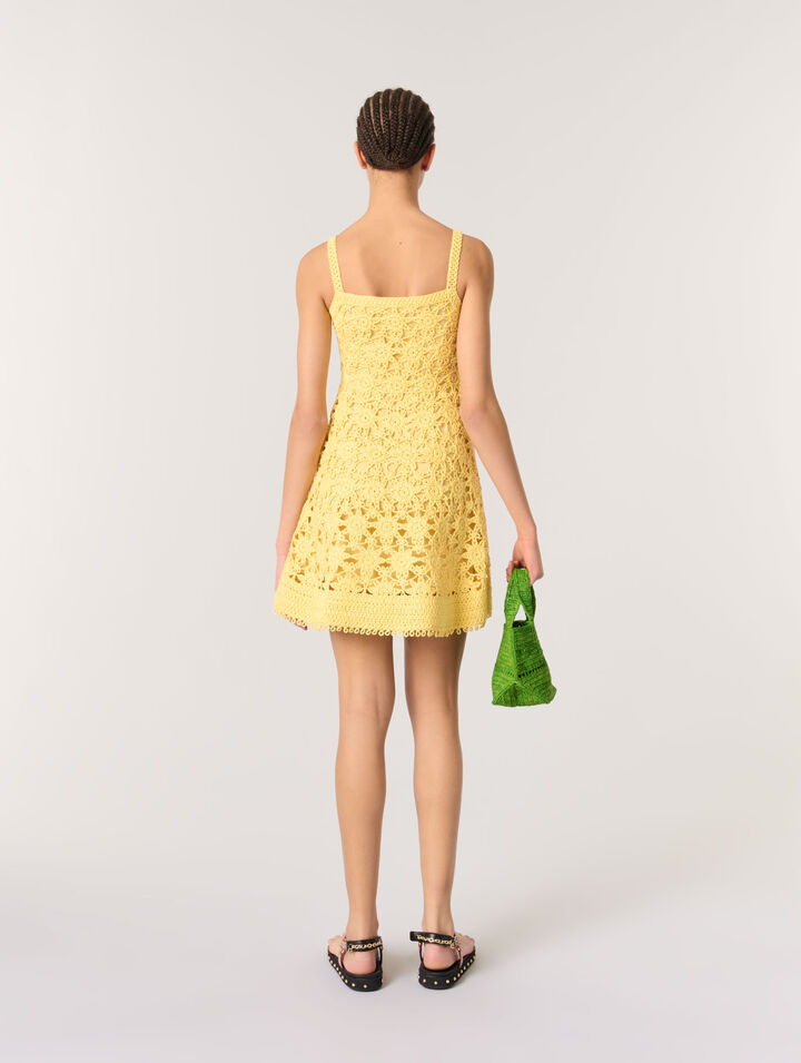 Vestido corto de tirantes de croché