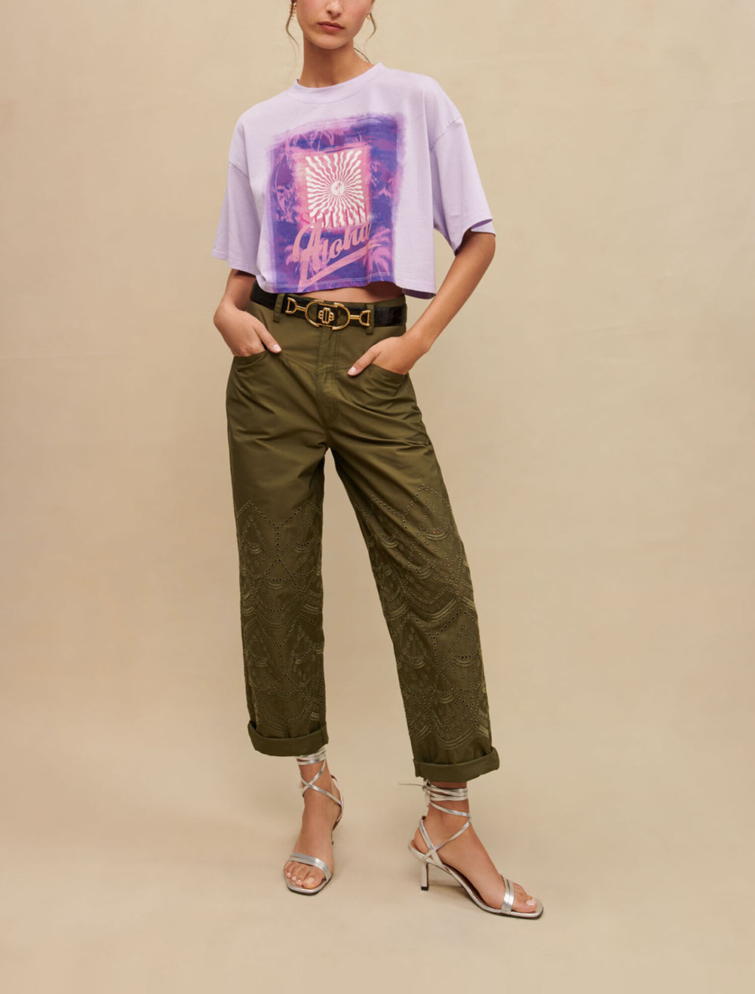Camiseta con estampado de palmeras