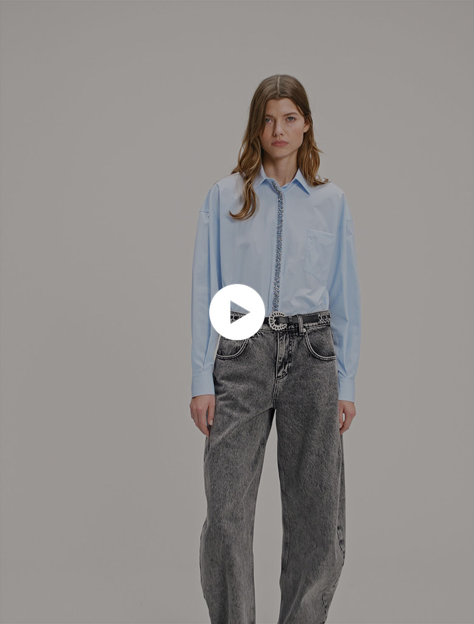 Camisa de popelina con estrás