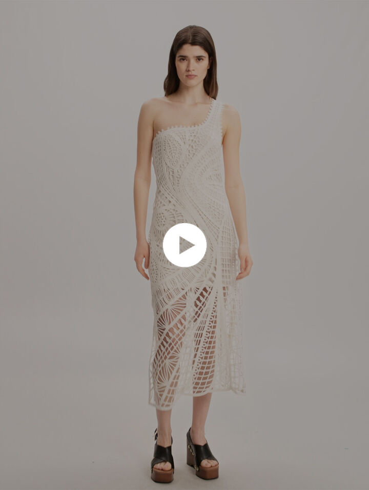 Vestido largo asimétrico de ganchillo