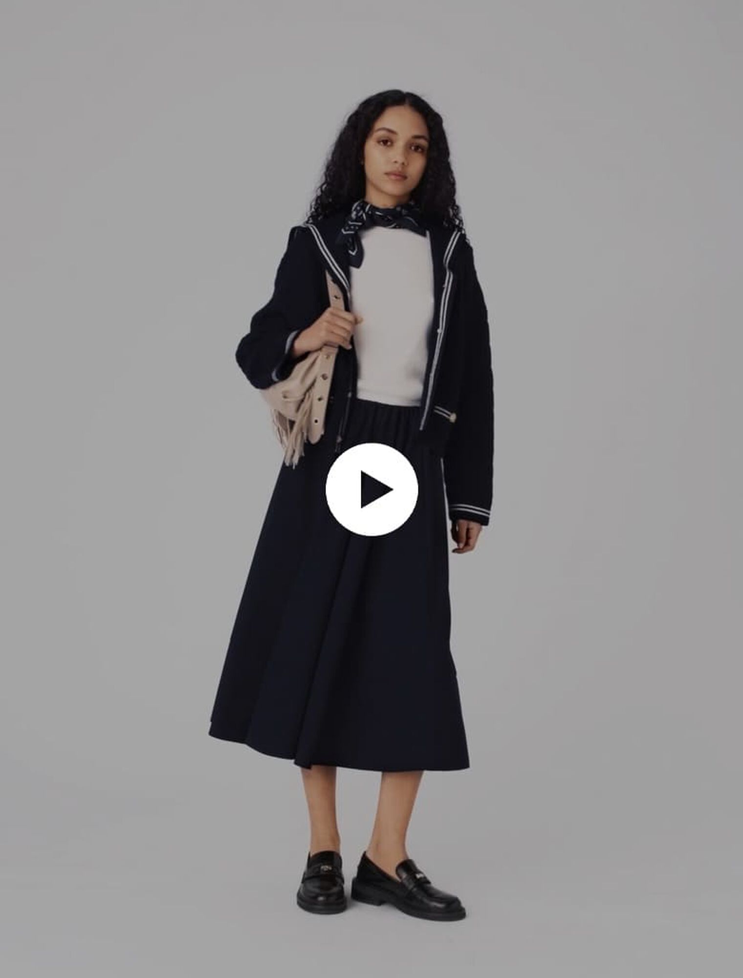 Falda de traje midi de rayas