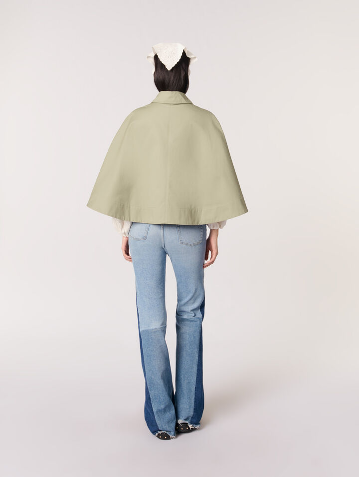 Gabardina corta efecto capa