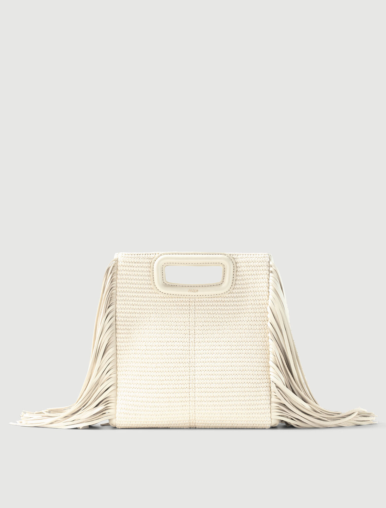 Bolso M de tela y rafia