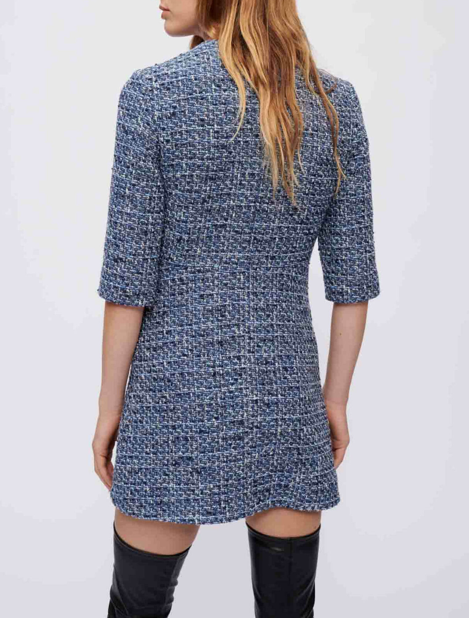 Vestido de tweed ajustado en la cintura