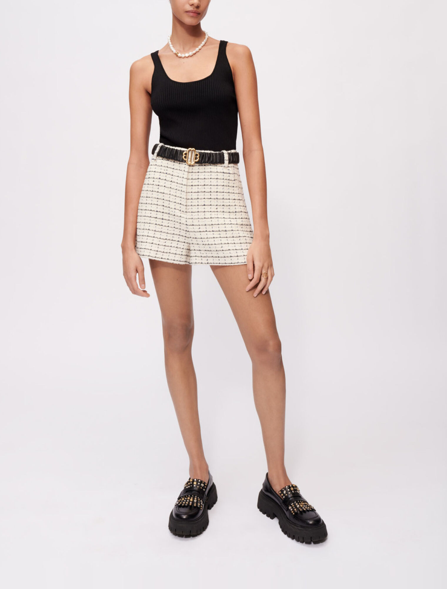 Bermudas de tweed jaspeado
