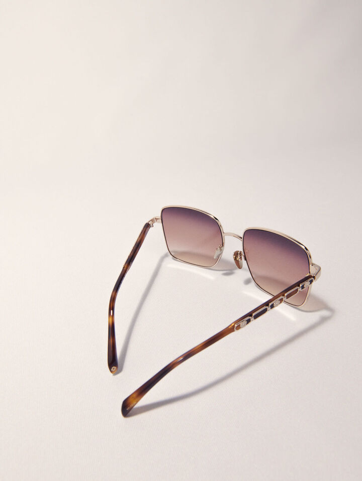 Gafas rectangulares en mezcla de metales