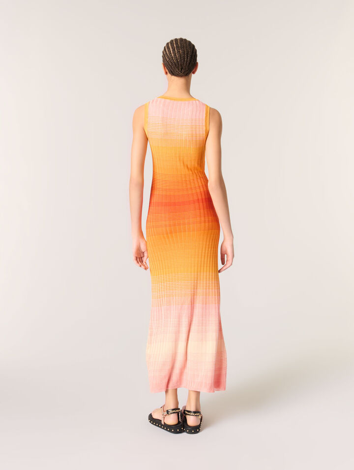 Vestido largo de punto tie-dye