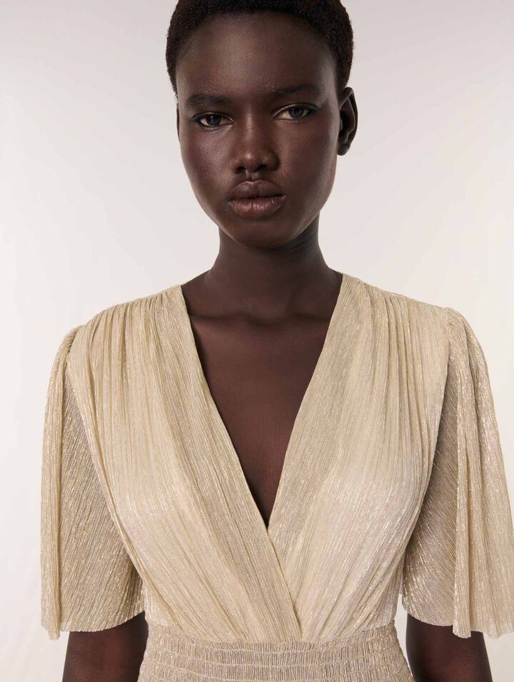 Vestido con volantes metalizado