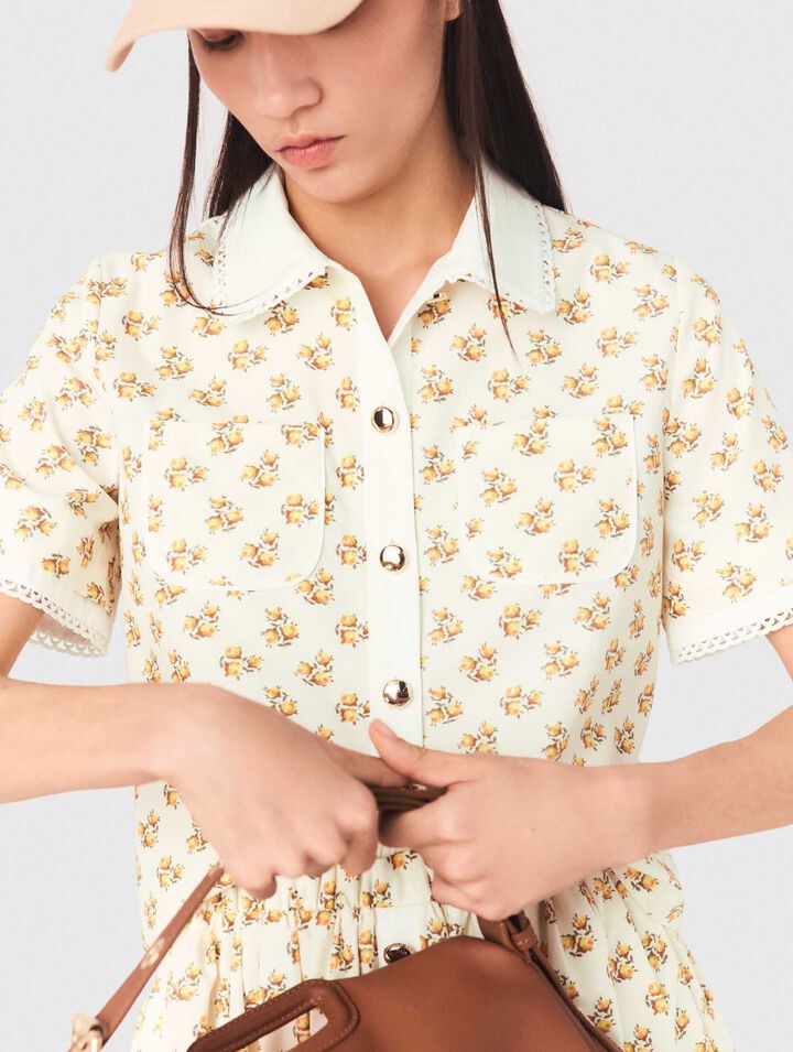 Camisa estampada con piquillo