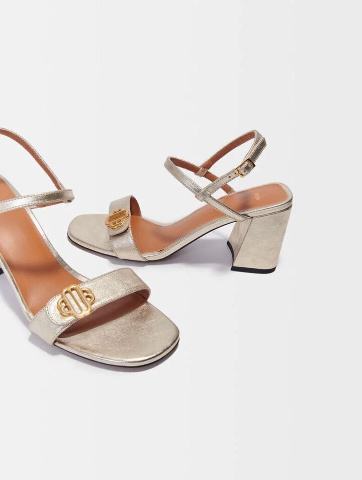 Sandalias de cuero metalizado