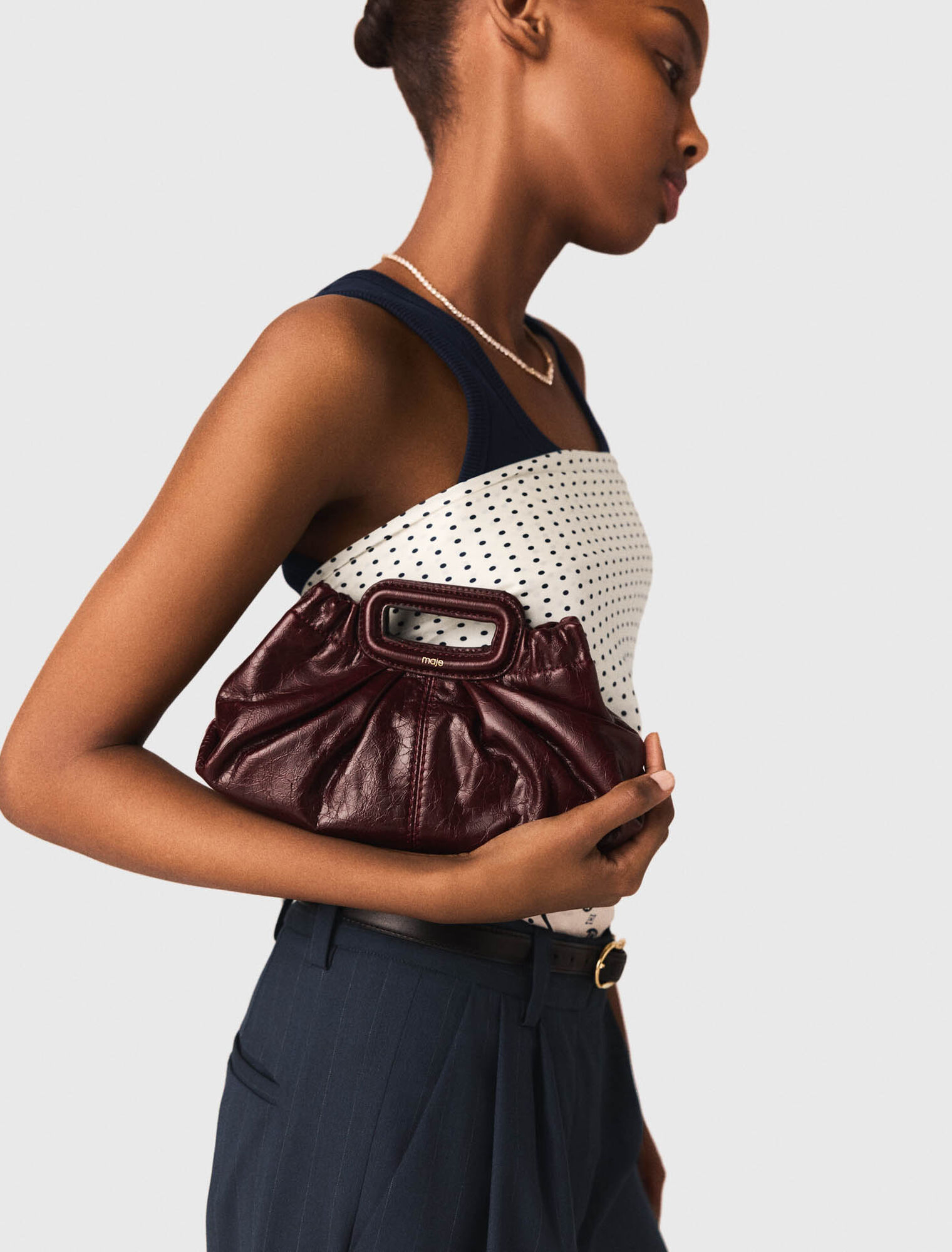 Mini clutch de piel craquelada