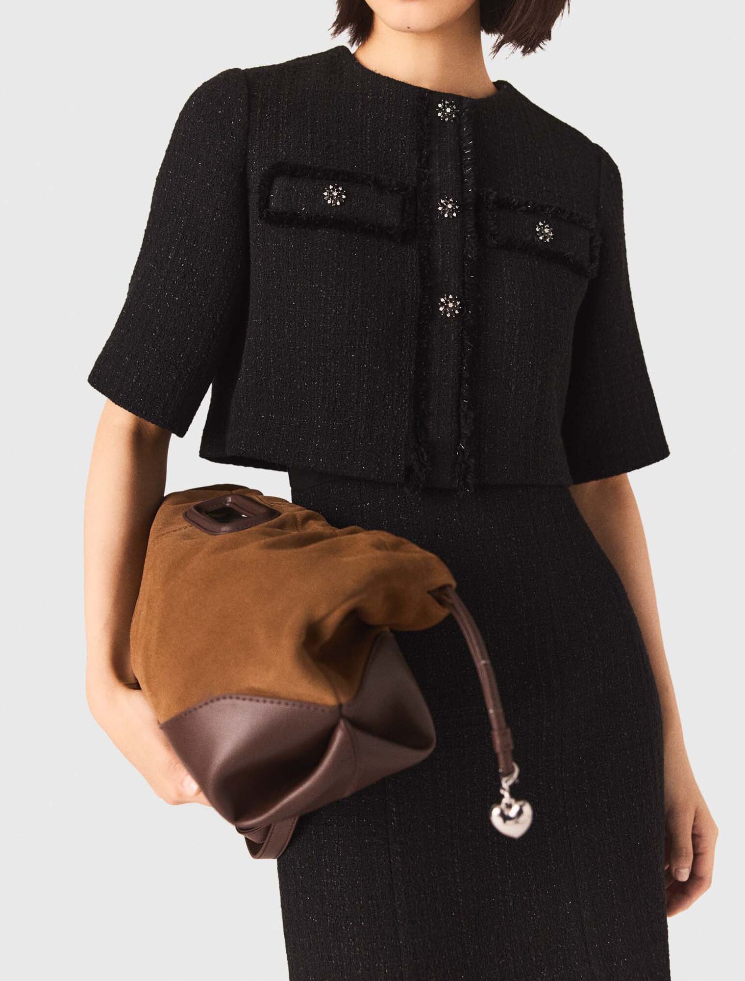 Vestido 2 en 1 de tweed brillante