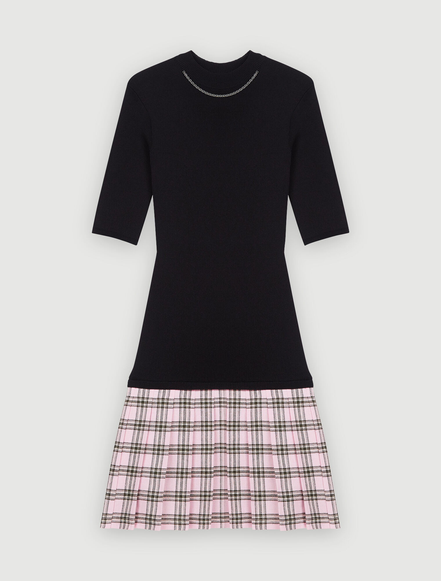 Vestido de punto y lana de cuadros
