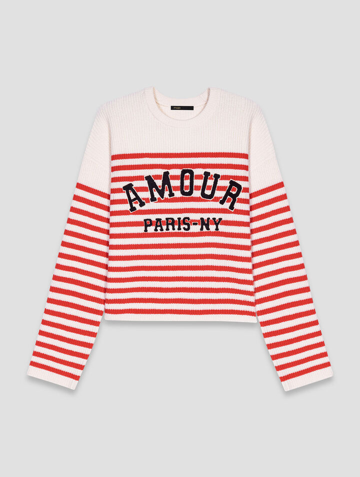 Jersey de punto de canalé a rayas