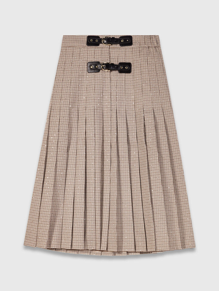 Falda midi plisada de cuadros